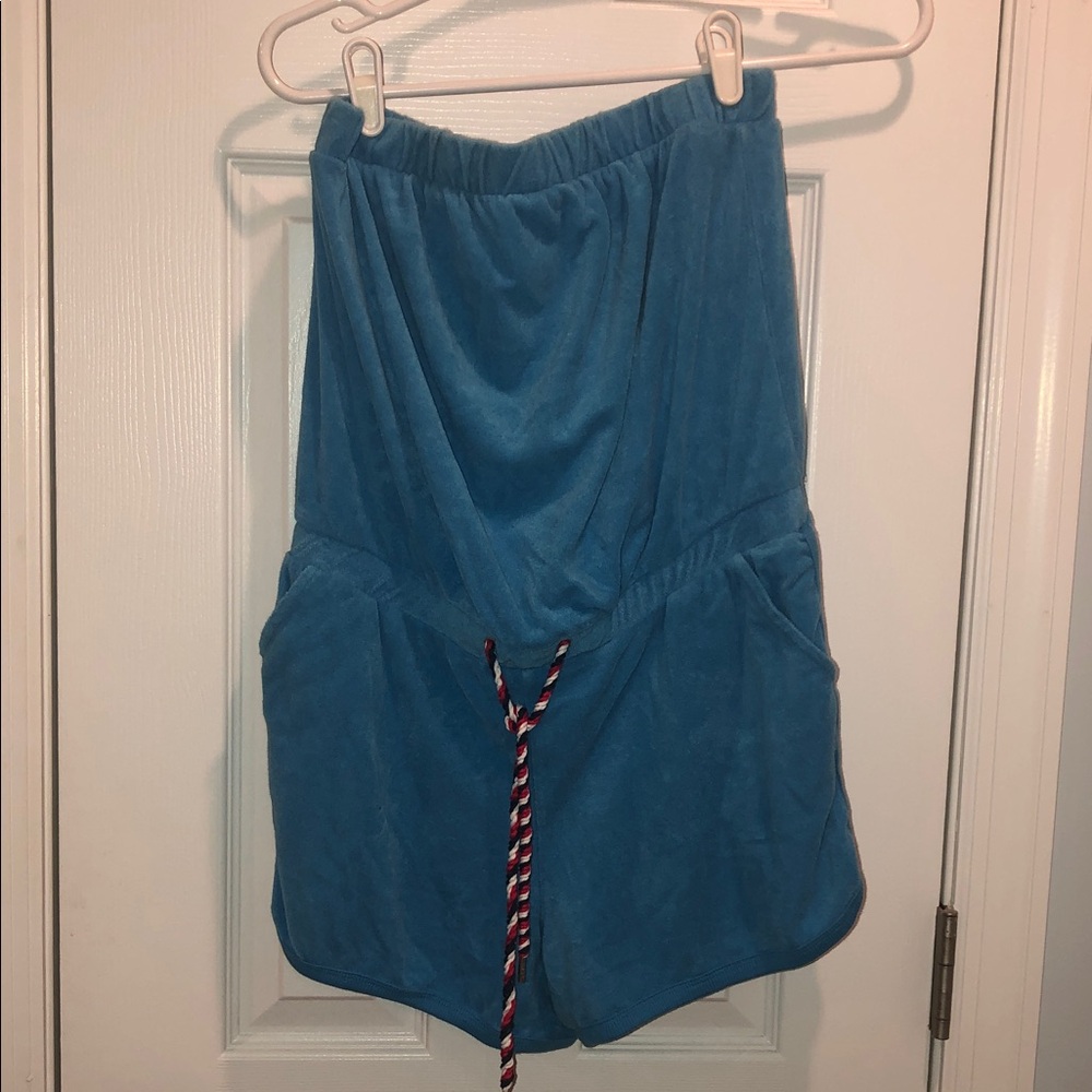 Juicy Couture strapless romper with drawstring seeing stars color blithe medium